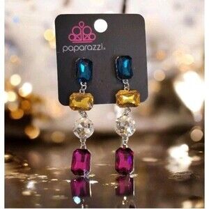 Stunning New Year's Party Bright Colors Statement Dangle Earrings Paparazzi New